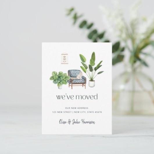 Carte Postale Nous avons déplacé Boho Cat Moving Faire-part (Debout devant)