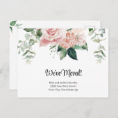 Carte Postale Nous avons déplacé l'aquarelle rose Faire-part flo (Devant / Derrière)