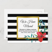 Carte Postale Nous Avons Déplacé Noir et Blanc Fleur Rouge Gratt (Devant / Derrière)