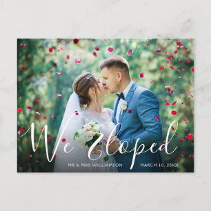 Carte Postale NOUS AVONS ÉLOIGNÉ faire-part de mariage de scri