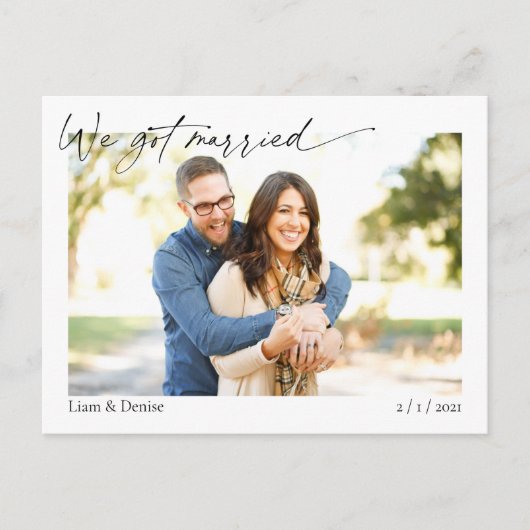 Carte Postale Nous avons marié Mariage de script Faire-part Elop (Devant)