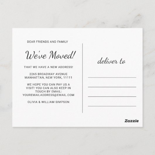 Carte Postale Nous avons Moved Chalkboard Moving Faire-part (Dos)