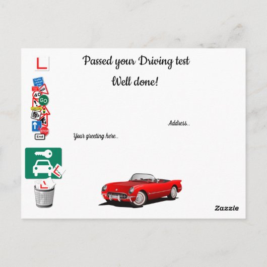 Carte Postale Nous avons réussi votre test de conduite, Félicita (Dos)