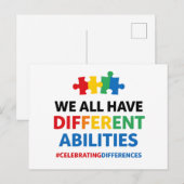 Carte Postale Nous avons tous des capacités différentes Art de s (Devant / Derrière)