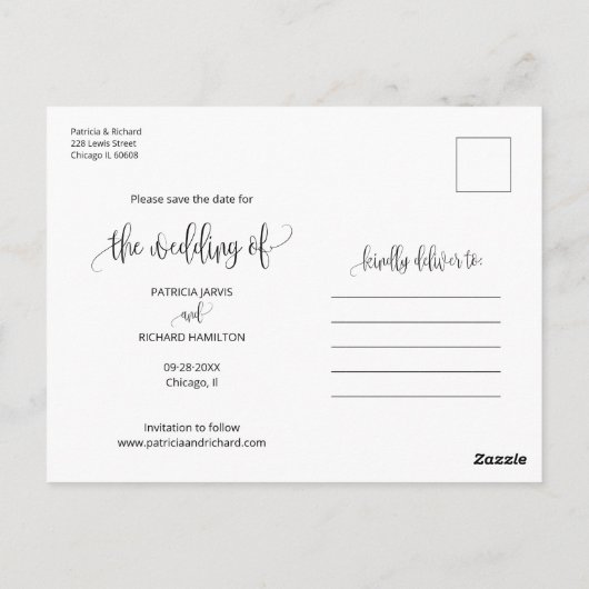 Carte Postale Nous essayons le noeud Enregistrer la date Simple  (Dos)