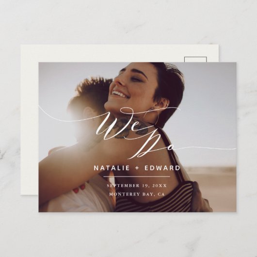 Carte Postale Nous faisons un script élégant de photo de mariage (Devant / Derrière)