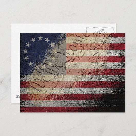 CARTE POSTALE NOUS, LE PEUPLE, DEVONS PASSER LE DRAPEAU D'AMÉRIQ (Devant / Derrière)