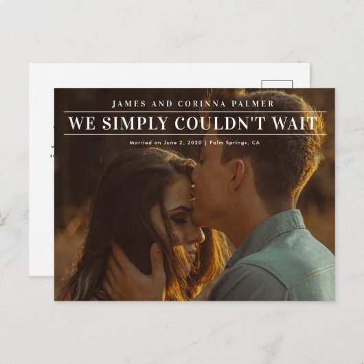 Carte Postale Nous ne pouvions pas attendre le faire-part mariag (Devant / Derrière)