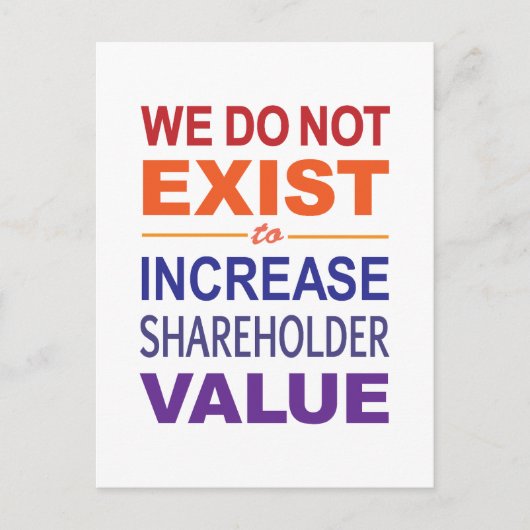 Carte Postale Nous N'Existons Pas Pour Les Actionnaires (Devant)