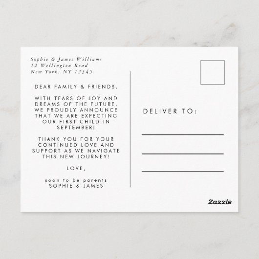 Carte Postale Nous Nous Attendons À Une Faire-part De Grossesse (Dos)