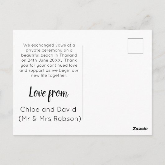 Carte Postale Nous nous sommes mariés ! Faire-part du mariage Ca (Dos)