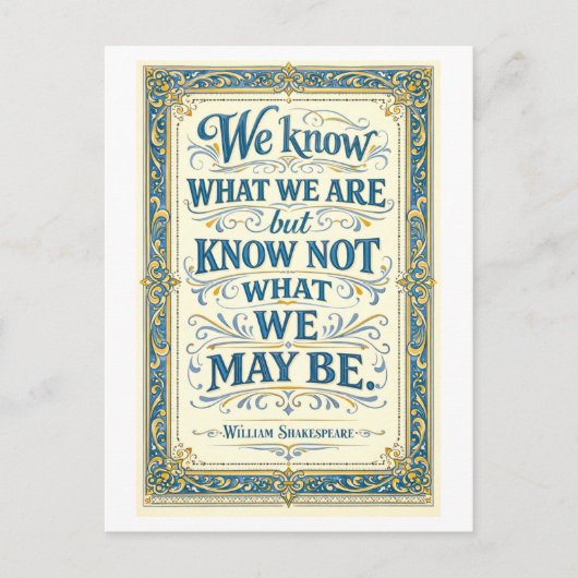 Carte Postale « Nous savons ce que nous sommes » Shakespeare (Devant)