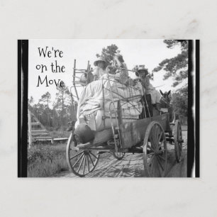 Carte Postale Nous sommes en mouvement ! Famille Wagon vintage