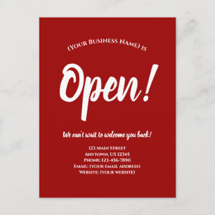 Carte Postale Nous sommes Open Business Réouverture Faire-part R