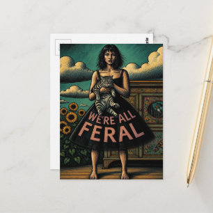 Carte Postale Nous sommes tous des femmes vintage sauvages et de