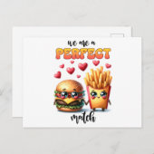 Carte Postale Nous sommes un hamburger de match parfait avec fri (Devant / Derrière)