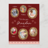 Carte Postale Nous t'aimons grand-mère Six Photo avec Texte Cœur (Devant)