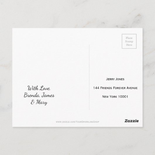 Carte Postale Nous vous aimons, écriture manuscrite Typographie (Dos)