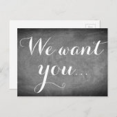 Carte Postale Nous vous voulons, écriture manuscrite typographie (Devant / Derrière)