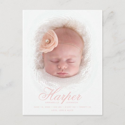 Carte Postale Nouveau Baby Rustic Script Faire-part de naissance (Devant)