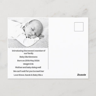 Carte Postale nouveau bébé faire-part de naissance vert pourpre