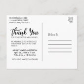 Carte Postale Nouveau bébé merci script rose (Dos)