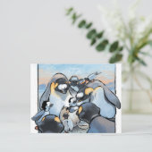 Carte Postale nouveau bébé naissance pingouin félicitations joli (Debout devant)