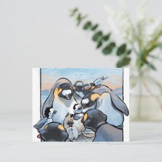 Carte Postale nouveau bébé naissance pingouin félicitations joli (Debout devant)