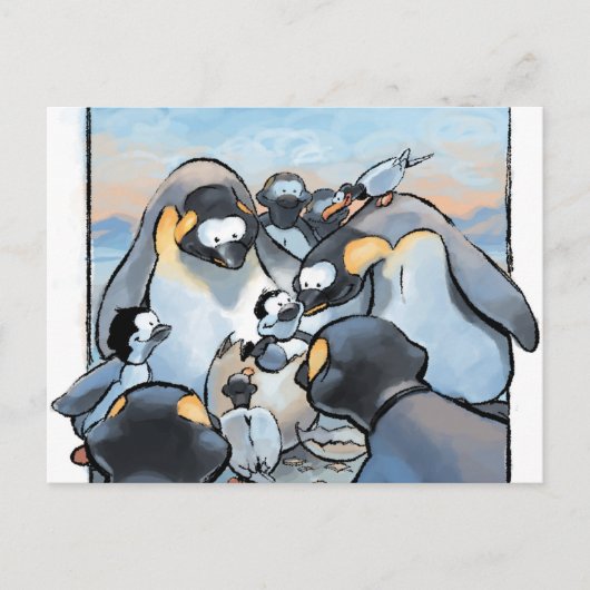 Carte Postale nouveau bébé naissance pingouin félicitations joli (Devant)