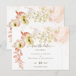Carte Postale NOUVEAU ! Boho Floral Mariage Dates à Enregistrer