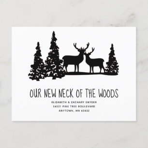 Carte Postale Nouveau coin de bois Rustique Cerfs Arbres Déménag