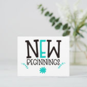 Carte Postale Nouveau devis de position de début blanc Turquoise (Debout devant)