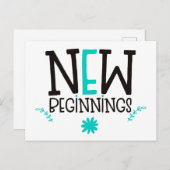 Carte Postale Nouveau devis de position de début blanc Turquoise (Devant / Derrière)