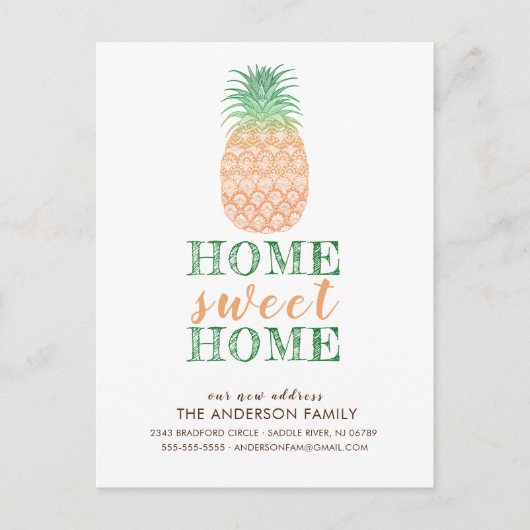 Carte postale Nouveau Faire-part d'adresse Ananas (Devant)