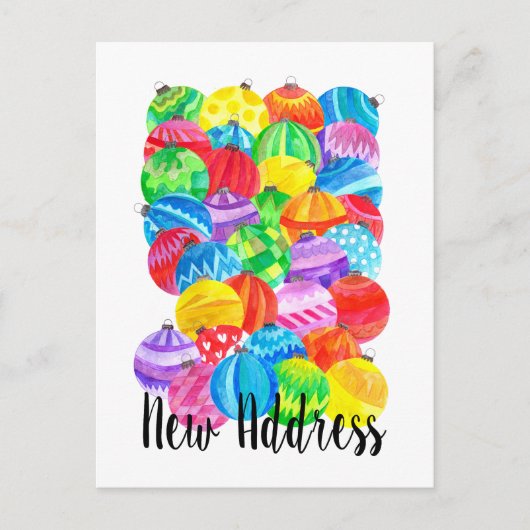 Carte Postale Nouveau Faire-part d'adresse, boules d'aquarelles (Devant)