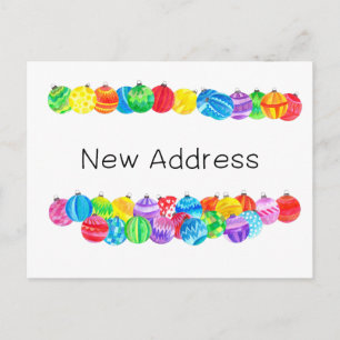 Carte Postale Nouveau Faire-part d'adresse, boules d'aquarelles