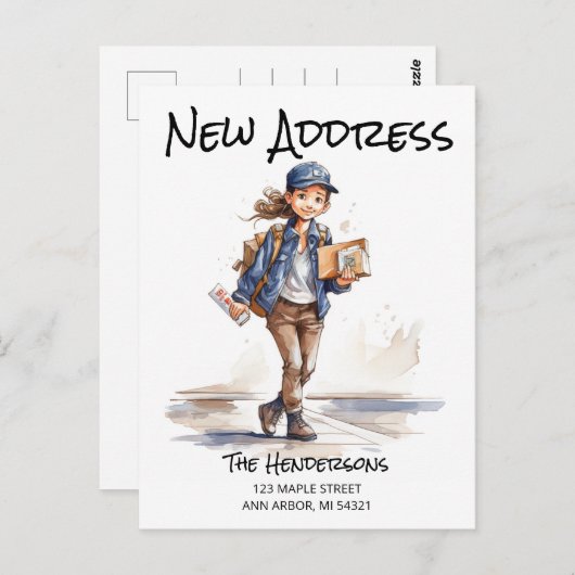 Carte Postale Nouveau Faire-part de déplacement d'adresse (Devant / Derrière)