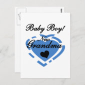 Carte Postale Nouveau Grand-mère Baby Boy Tshirts et cadeaux (Devant / Derrière)