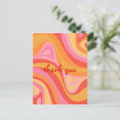 Carte Postale Nouveau Groove Retro Abstrait rose orange Merci (Debout devant)