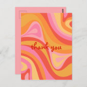 Carte Postale Nouveau Groove Retro Abstrait rose orange Merci (Devant / Derrière)
