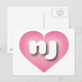 Carte Postale Nouveau Jersey cœur rose en dégradé - J'aime nj (Devant / Derrière)