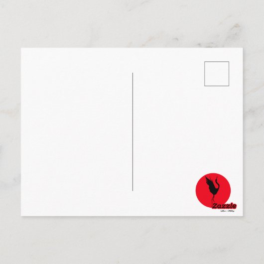 Carte Postale NOUVEAU Kanji Original Design Crane Tsuru (Dos)