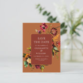 Carte Postale Nouveau mariage Fleurs Enregistrer la date Code QR (Debout devant)