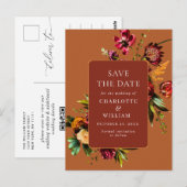 Carte Postale Nouveau mariage Fleurs Enregistrer la date Code QR (Devant / Derrière)