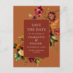 Carte Postale Nouveau mariage Fleurs Enregistrer la date Code QR