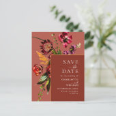 Carte Postale Nouveau mariage Fleurs Enregistrer la date Code QR (Debout devant)