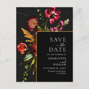 Carte Postale Nouveau mariage Fleurs Enregistrer la date Code QR