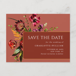 Carte Postale Nouveau mariage Fleurs Enregistrer la date Code QR