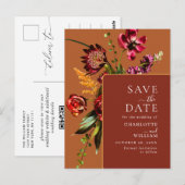 Carte Postale Nouveau mariage Fleurs Enregistrer la date Code QR (Devant / Derrière)