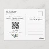 Carte Postale Nouveau mariage Fleurs Enregistrer la date Code QR (Dos)